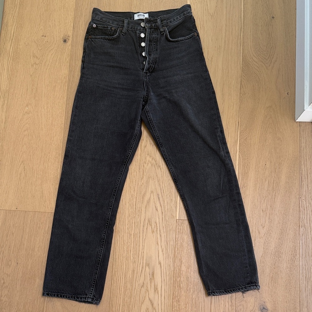 Agolde 90s straight Black Washed High-Rise Jeans